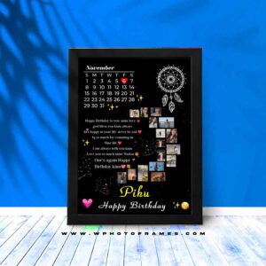 Moon Shape Black Personalised Photoframe