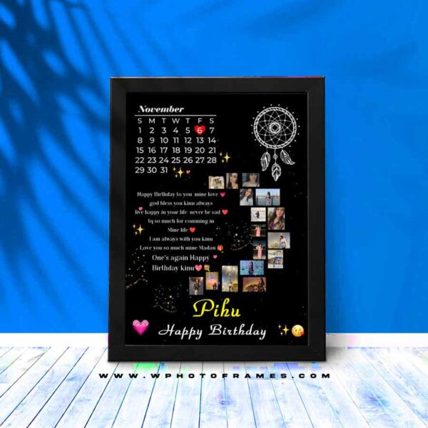 Moon Shape Black Personalised Photoframe